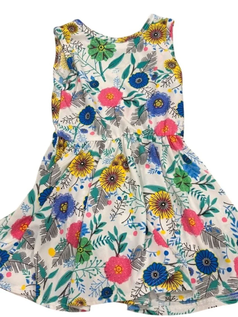 DotDot Smile Girls Floral Print Sleeveless Dress 12-24M White Multicolor
